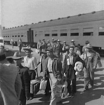 The first Braceros arriving in Los Angeles by train in 1942 https://commons.wikimedia.org/wiki/File:BraceroProgram.jpg